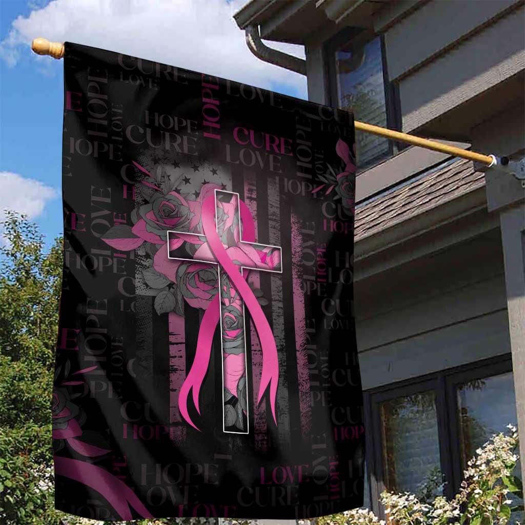 American Breast Cancer Garden Flag Hope And Cure Cross - Wonder Print Shop