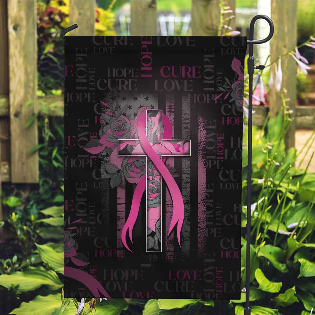 American Breast Cancer Garden Flag Hope And Cure Cross - Wonder Print Shop