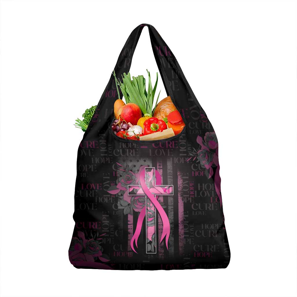 American Breast Cancer Grocery Bag Hope And Cure Cross - Wonder Print Shop