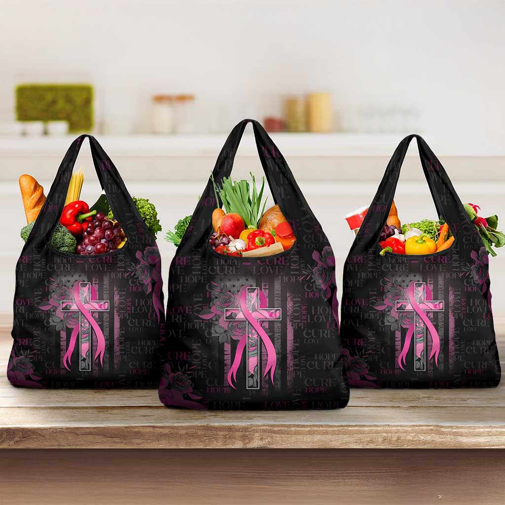 American Breast Cancer Grocery Bag Hope And Cure Cross - Wonder Print Shop