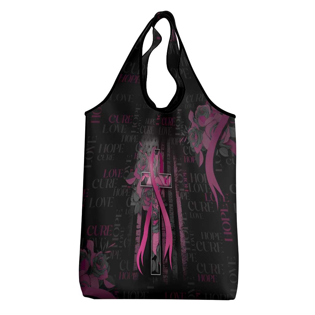 American Breast Cancer Grocery Bag Hope And Cure Cross - Wonder Print Shop