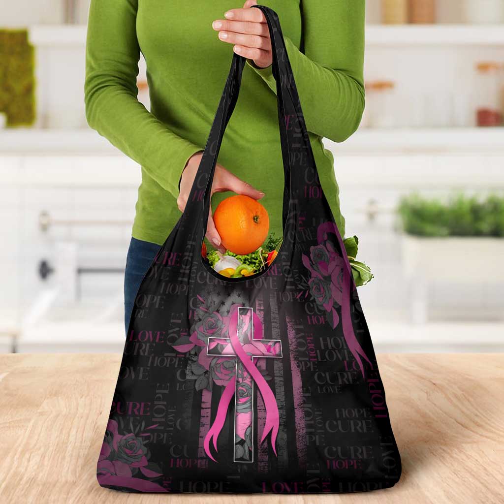 American Breast Cancer Grocery Bag Hope And Cure Cross - Wonder Print Shop