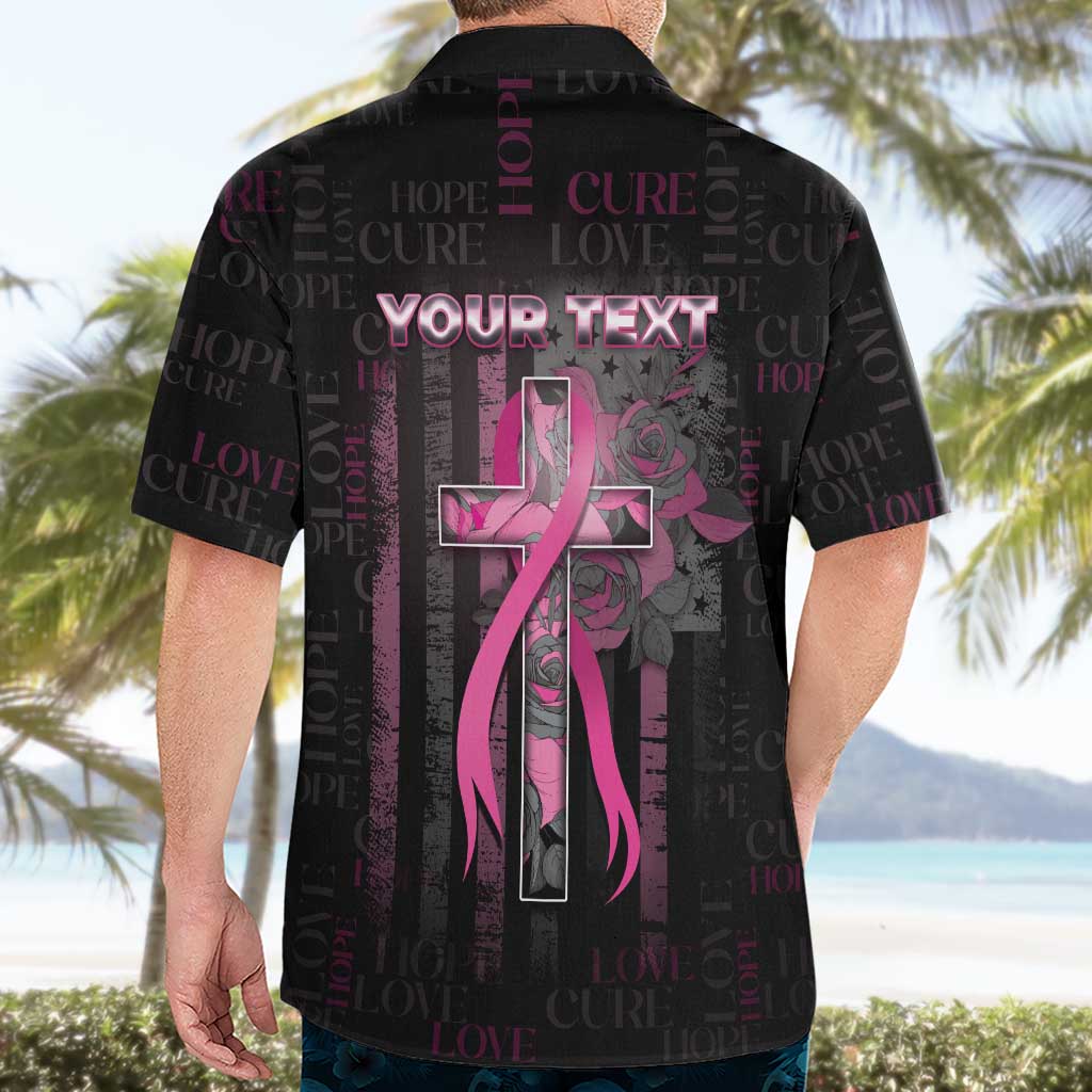 Personalized American Breast Cancer Hawaiian Shirt Hope And Cure Cross - Wonder Print Shop