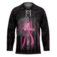 Personalized American Breast Cancer Hockey Jersey Hope And Cure Cross - Wonder Print Shop