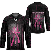 Personalized American Breast Cancer Hockey Jersey Hope And Cure Cross - Wonder Print Shop