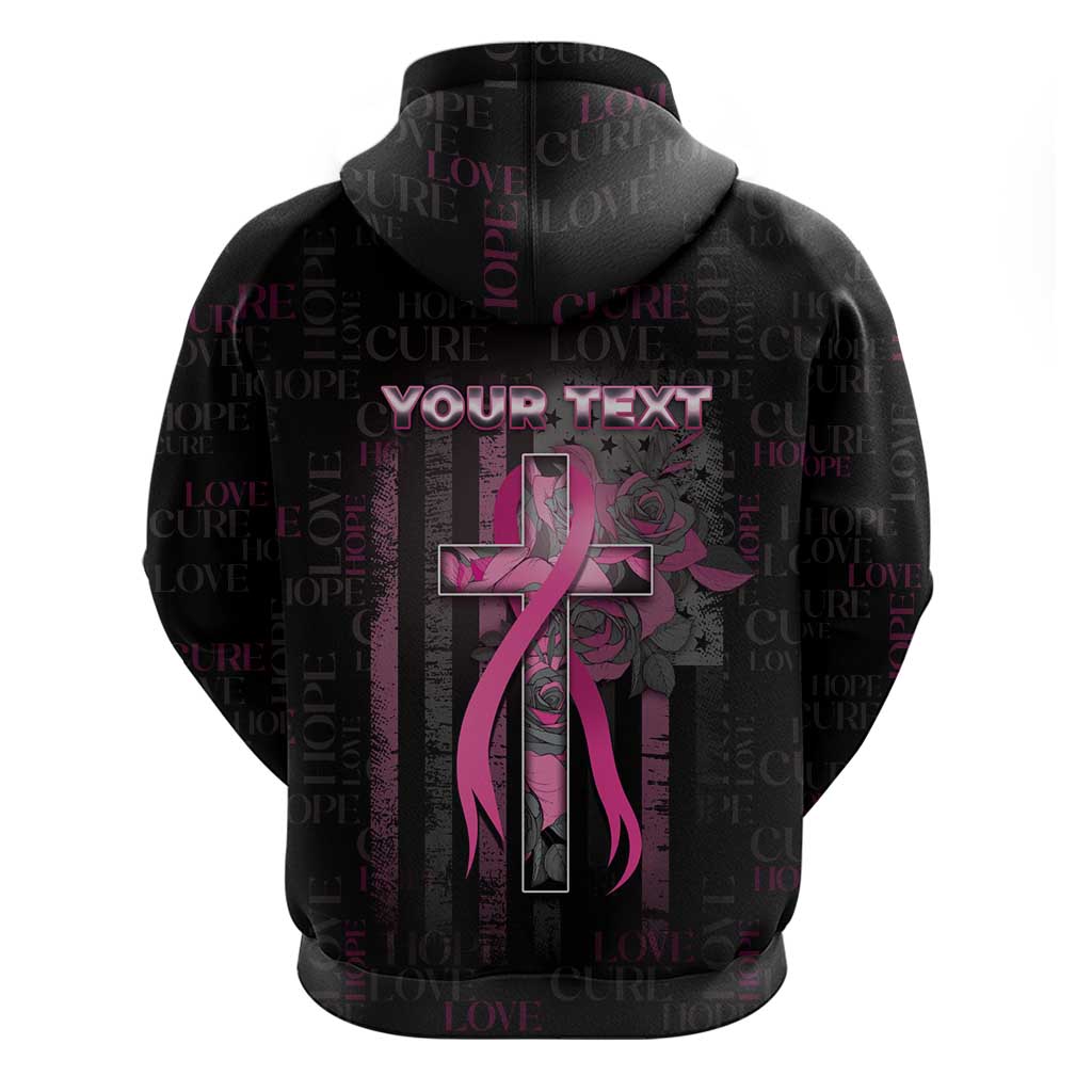 Personalized American Breast Cancer Hoodie Hope And Cure Cross - Wonder Print Shop