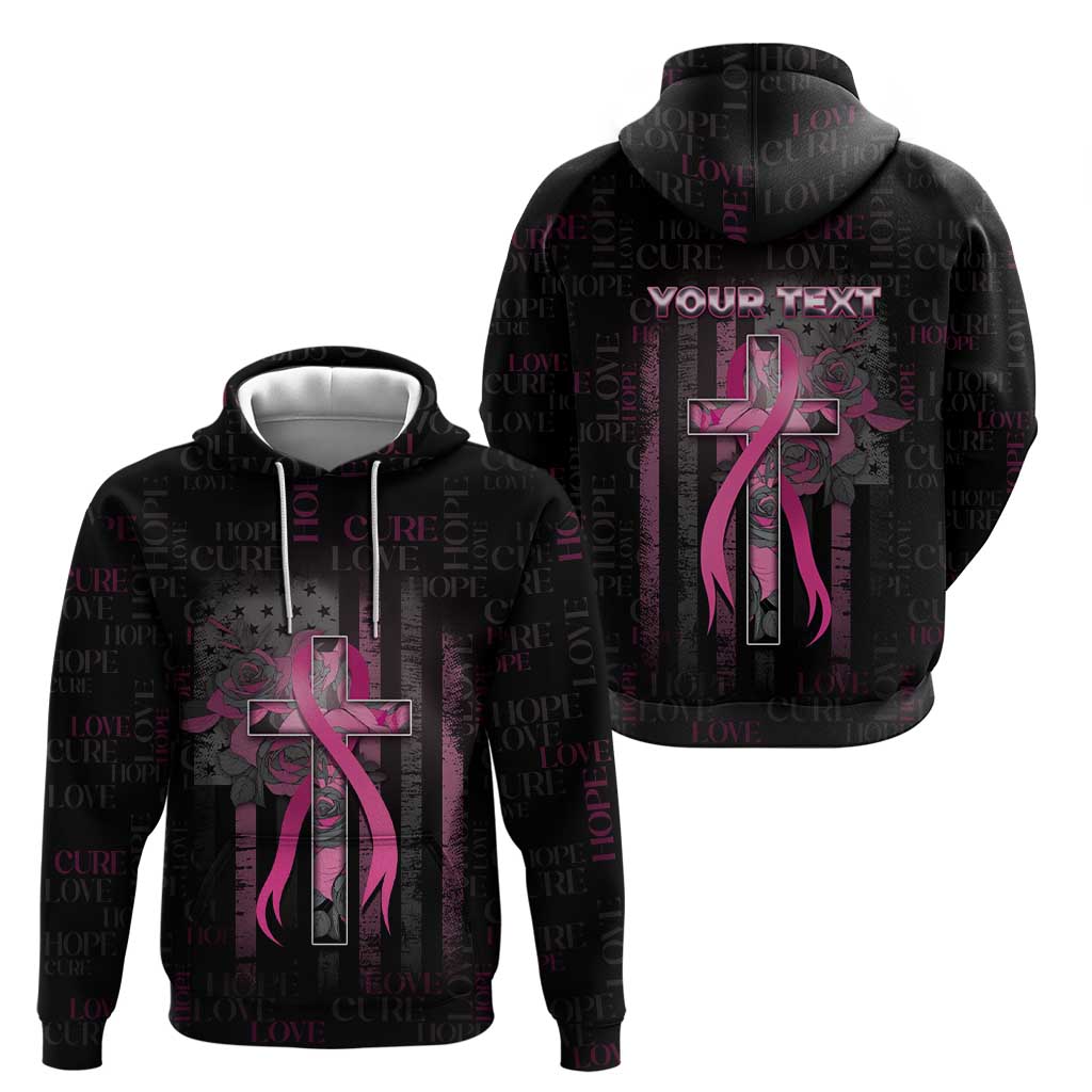 Personalized American Breast Cancer Hoodie Hope And Cure Cross - Wonder Print Shop