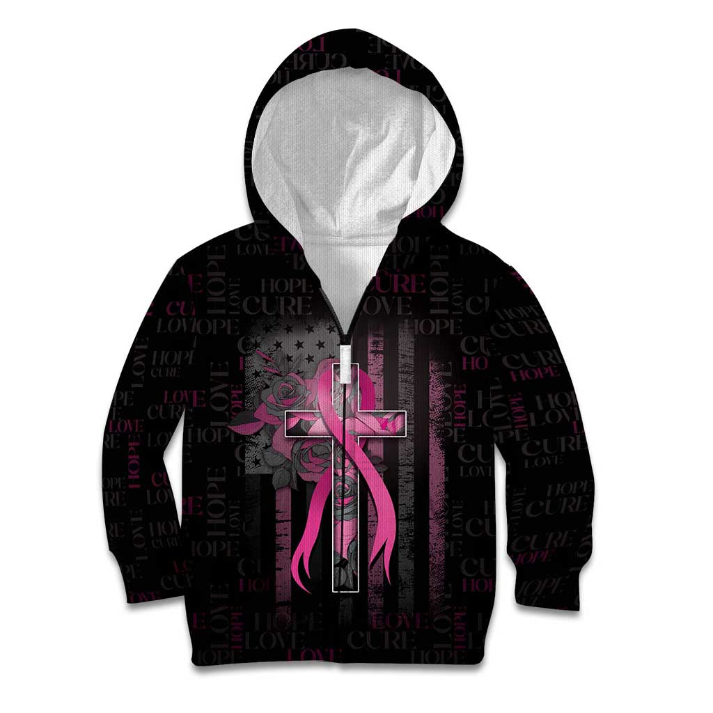 Personalized American Breast Cancer Kid Hoodie Hope And Cure Cross - Wonder Print Shop