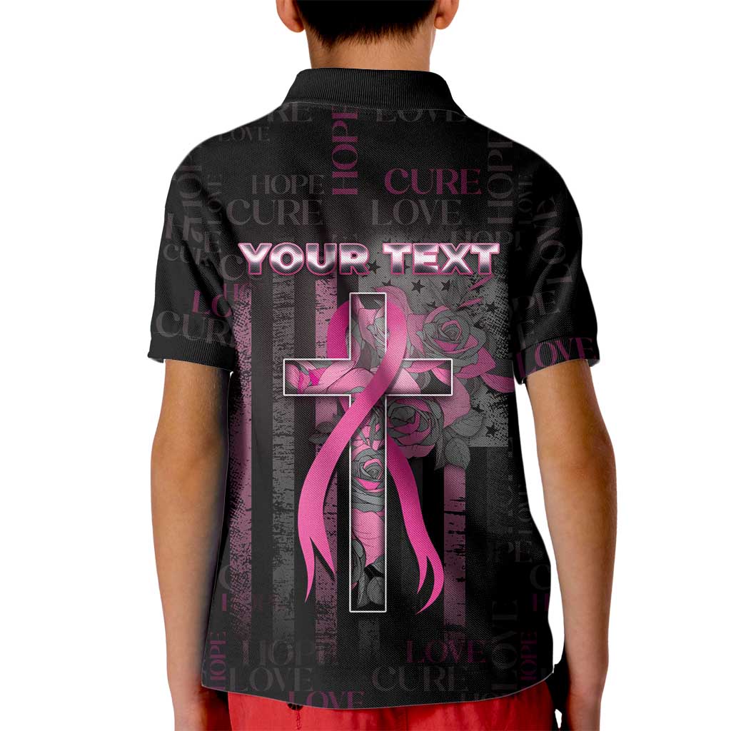 Personalized American Breast Cancer Kid Polo Shirt Hope And Cure Cross - Wonder Print Shop