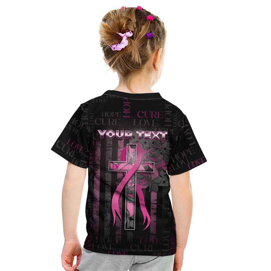 Personalized American Breast Cancer Kid T Shirt Hope And Cure Cross - Wonder Print Shop