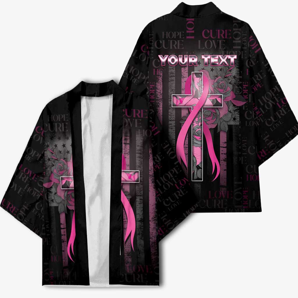Personalized American Breast Cancer Kimono Hope And Cure Cross - Wonder Print Shop