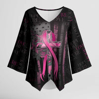 Personalized American Breast Cancer Kimono Sleeve Blouse Hope And Cure Cross - Wonder Print Shop