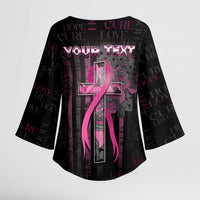 Personalized American Breast Cancer Kimono Sleeve Blouse Hope And Cure Cross - Wonder Print Shop