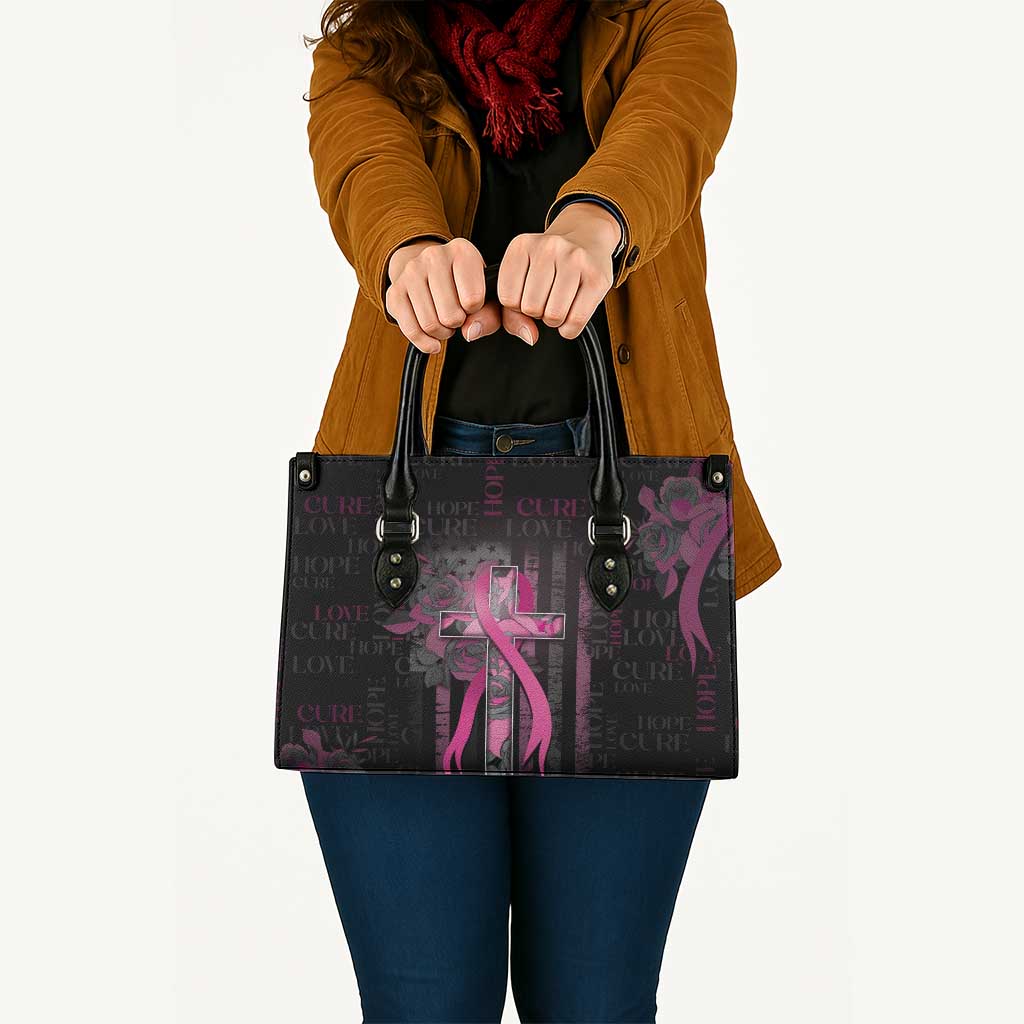 American Breast Cancer Leather Bag Hope And Cure Cross - Wonder Print Shop