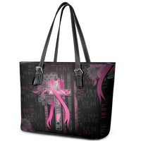 American Breast Cancer Leather Tote Bag Hope And Cure Cross - Wonder Print Shop