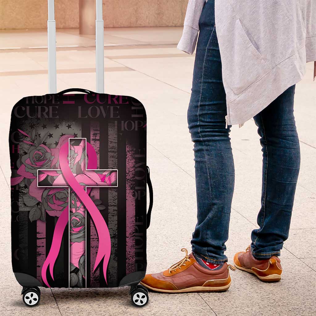 American Breast Cancer Luggage Cover Hope And Cure Cross - Wonder Print Shop
