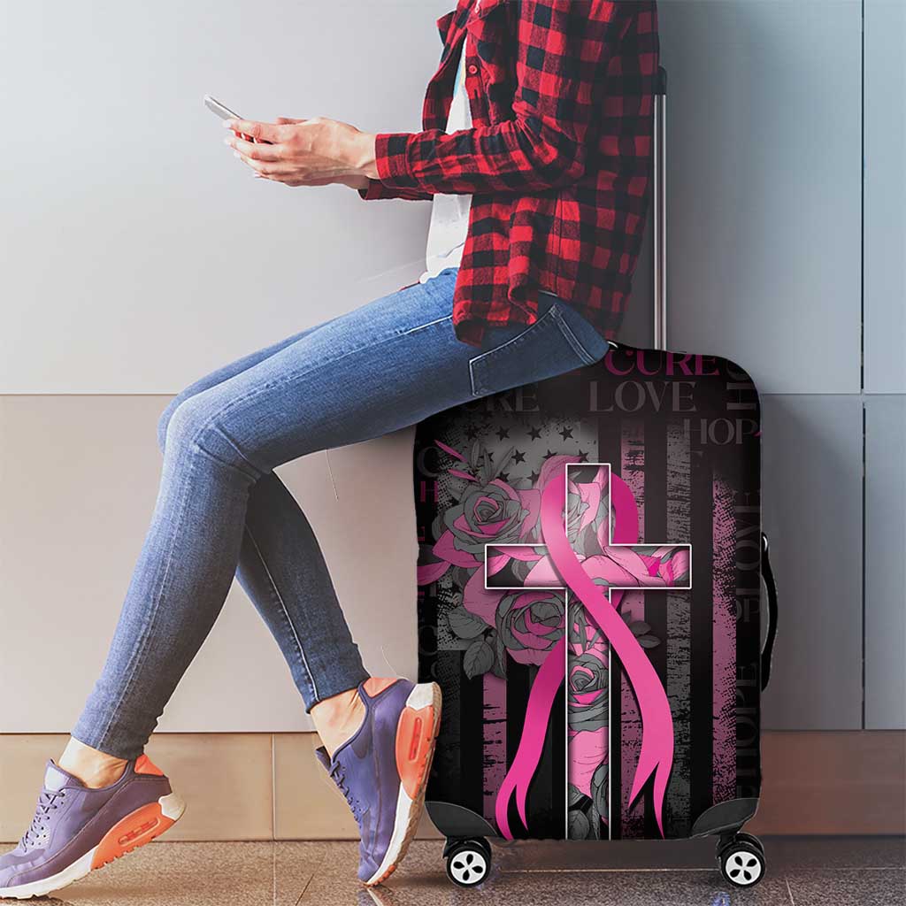 American Breast Cancer Luggage Cover Hope And Cure Cross - Wonder Print Shop
