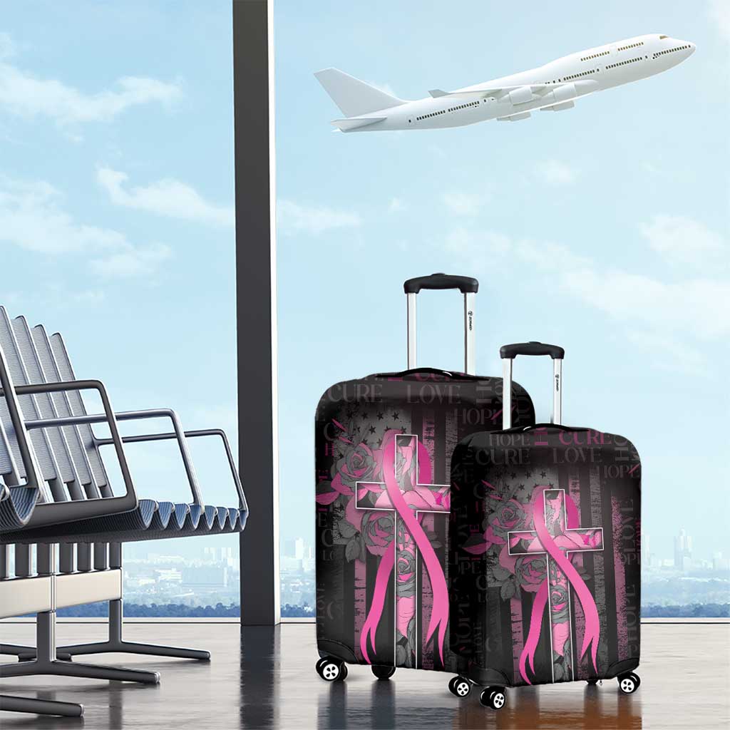 American Breast Cancer Luggage Cover Hope And Cure Cross - Wonder Print Shop