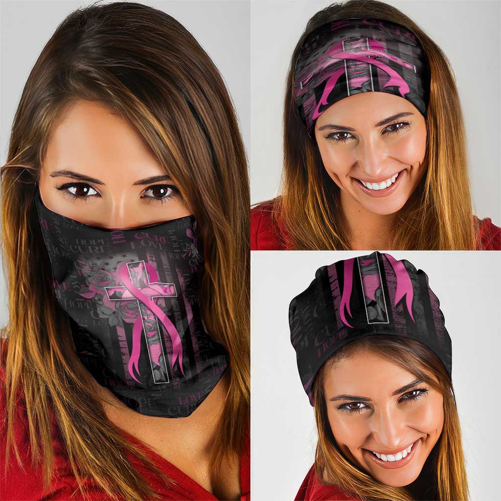 American Breast Cancer Neck Gaiter Hope And Cure Cross - Wonder Print Shop