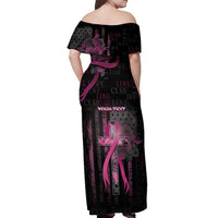 Personalized American Breast Cancer Off Shoulder Maxi Dress Hope And Cure Cross - Wonder Print Shop