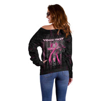 Personalized American Breast Cancer Off Shoulder Sweater Hope And Cure Cross - Wonder Print Shop