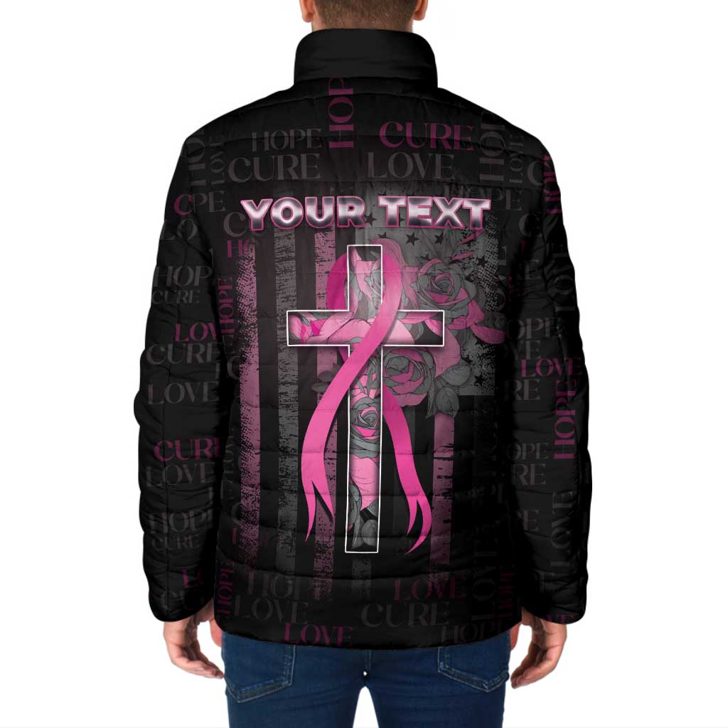 Personalized American Breast Cancer Padded Jacket Hope And Cure Cross - Wonder Print Shop