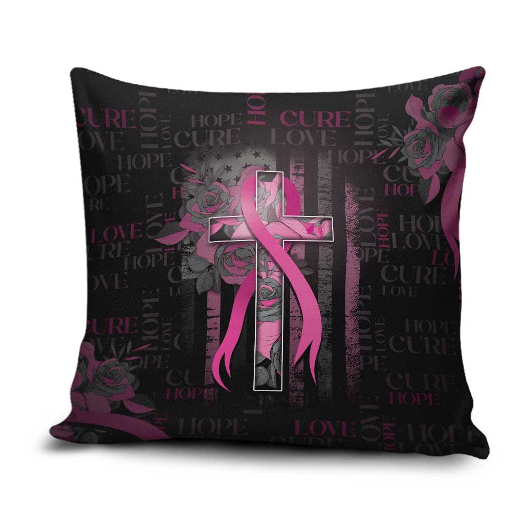 American Breast Cancer Pillow Cover Hope And Cure Cross - Wonder Print Shop