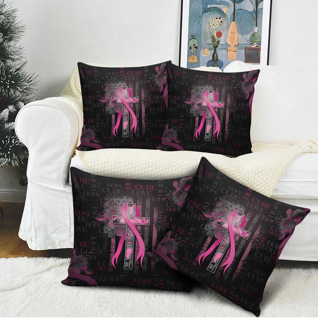 American Breast Cancer Pillow Cover Hope And Cure Cross - Wonder Print Shop