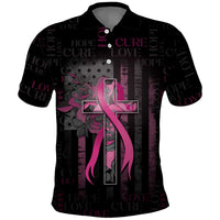 Personalized American Breast Cancer Polo Shirt Hope And Cure Cross - Wonder Print Shop