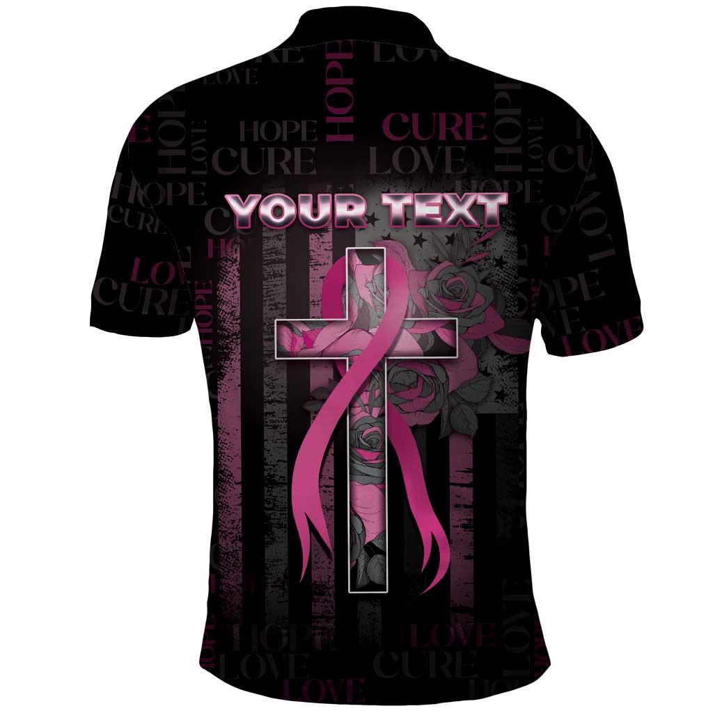 Personalized American Breast Cancer Polo Shirt Hope And Cure Cross - Wonder Print Shop