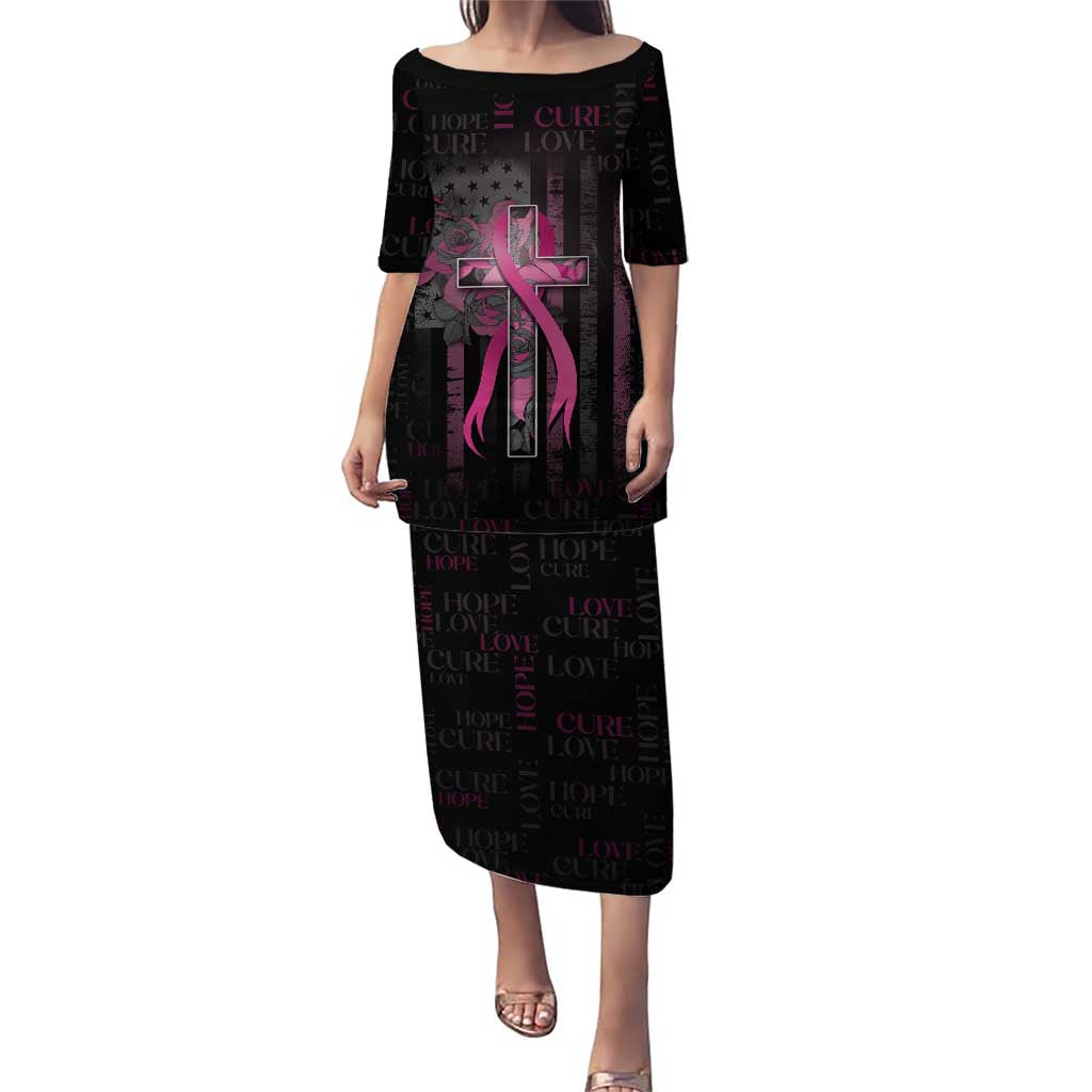 Personalized American Breast Cancer Puletasi Hope And Cure Cross - Wonder Print Shop
