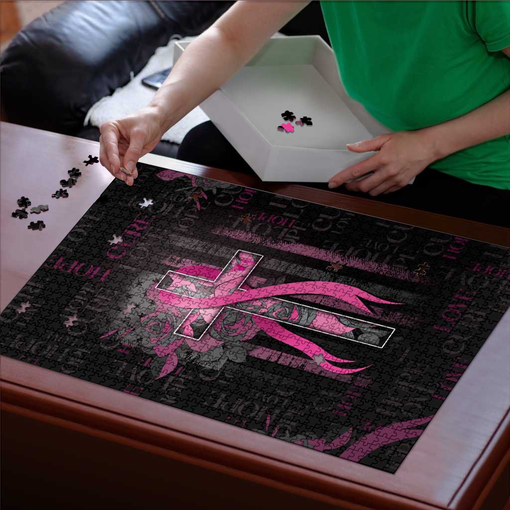 American Breast Cancer Puzzle Hope And Cure Cross - Wonder Print Shop