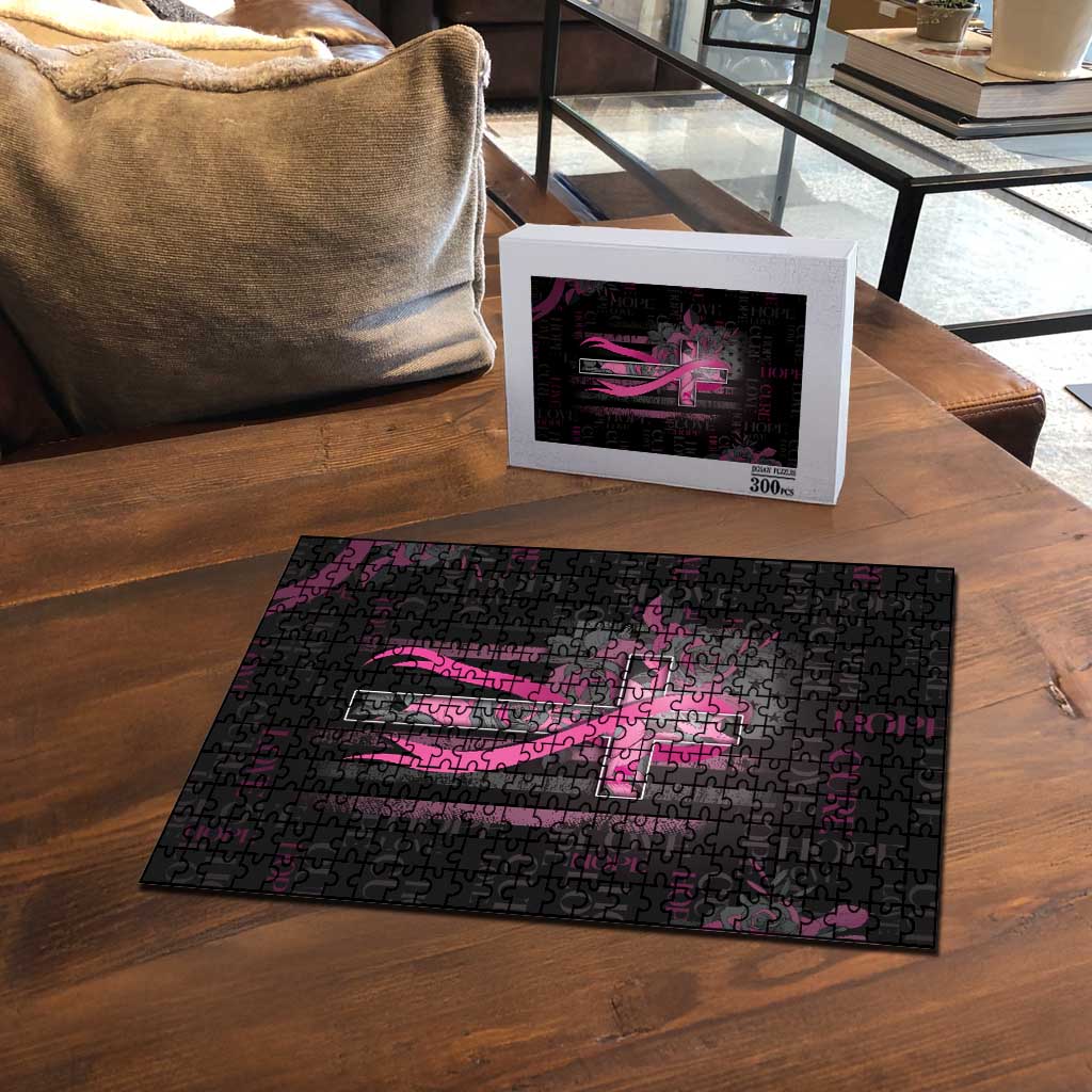 American Breast Cancer Puzzle Hope And Cure Cross - Wonder Print Shop