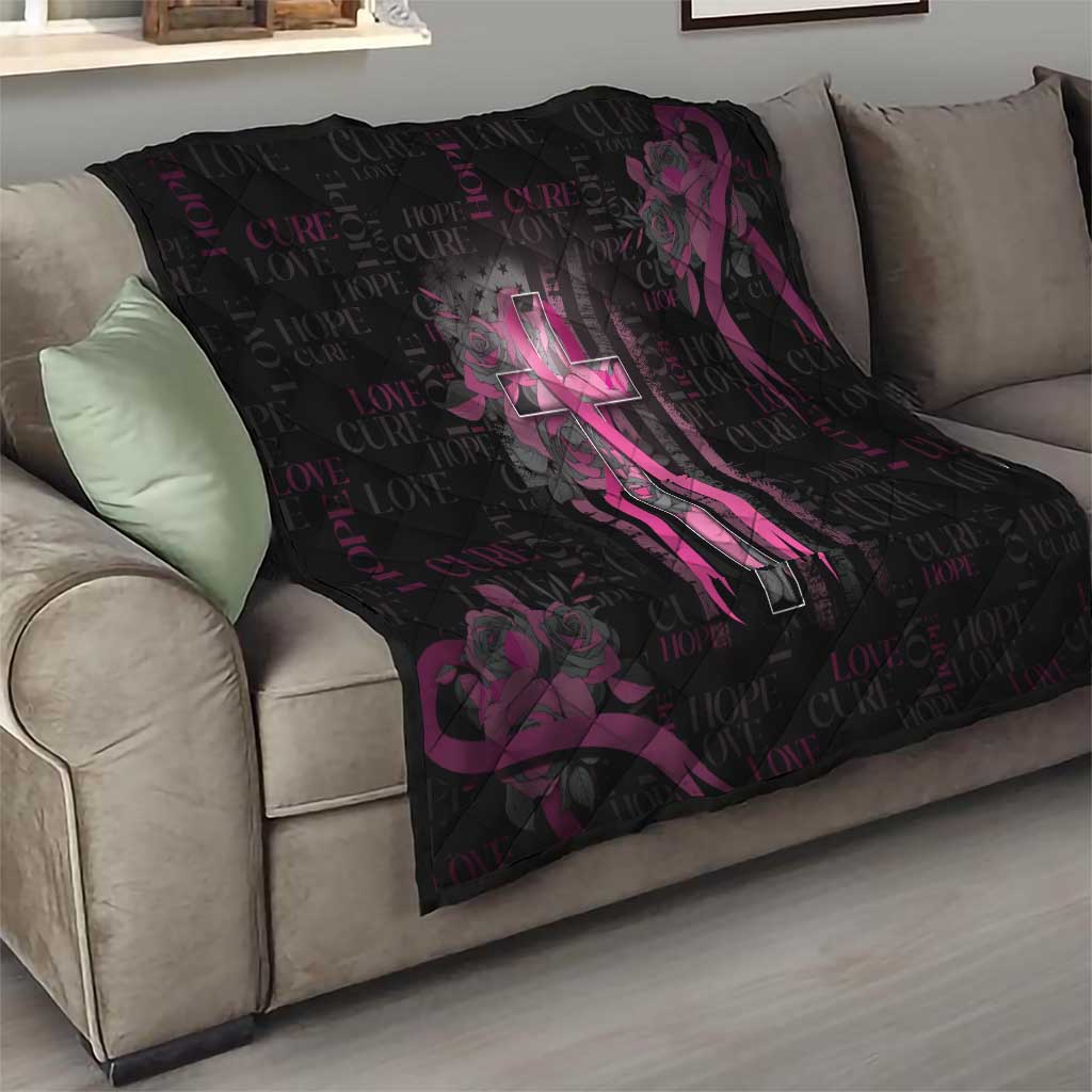 American Breast Cancer Quilt Hope And Cure Cross - Wonder Print Shop