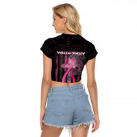 Personalized American Breast Cancer Raglan Cropped T Shirt Hope And Cure Cross - Wonder Print Shop