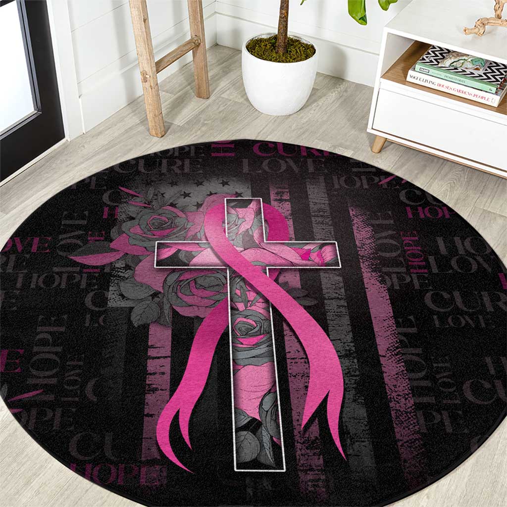 American Breast Cancer Round Carpet Hope And Cure Cross - Wonder Print Shop