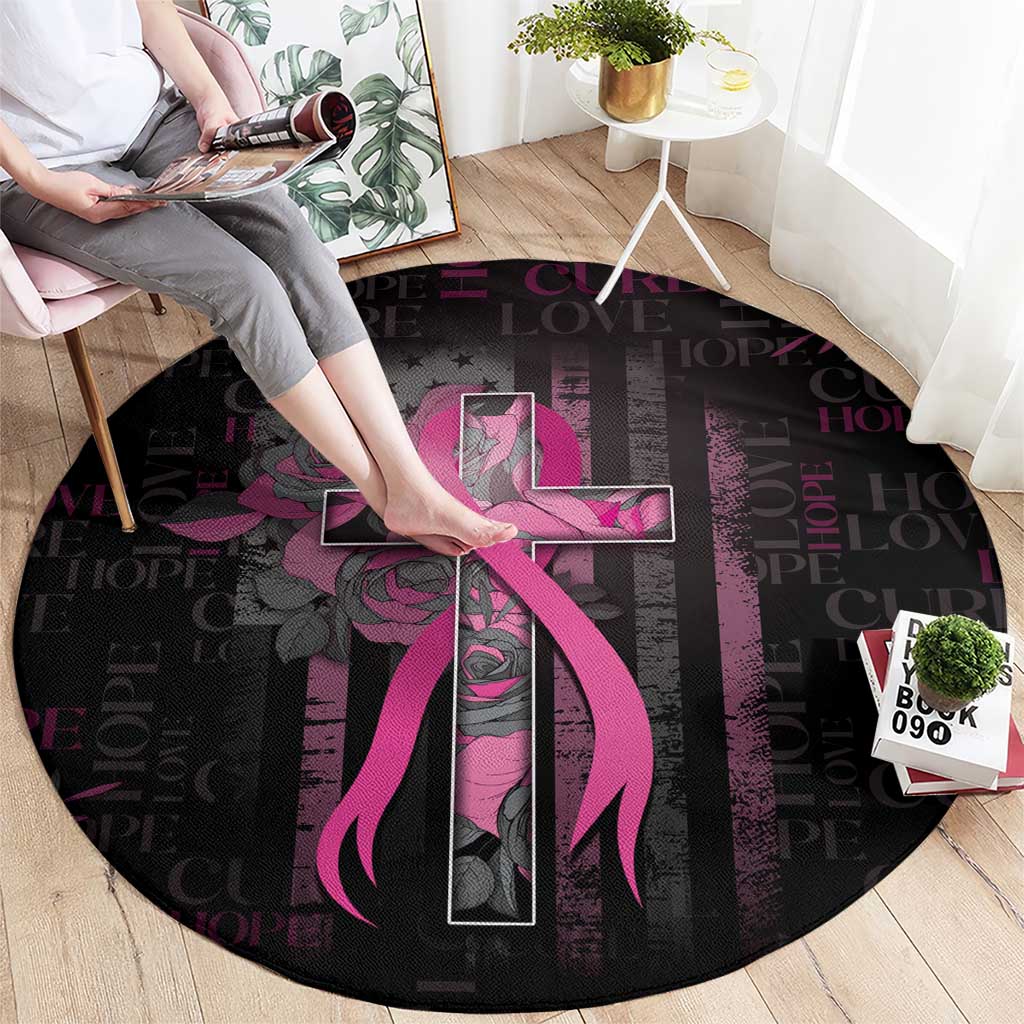 American Breast Cancer Round Carpet Hope And Cure Cross - Wonder Print Shop