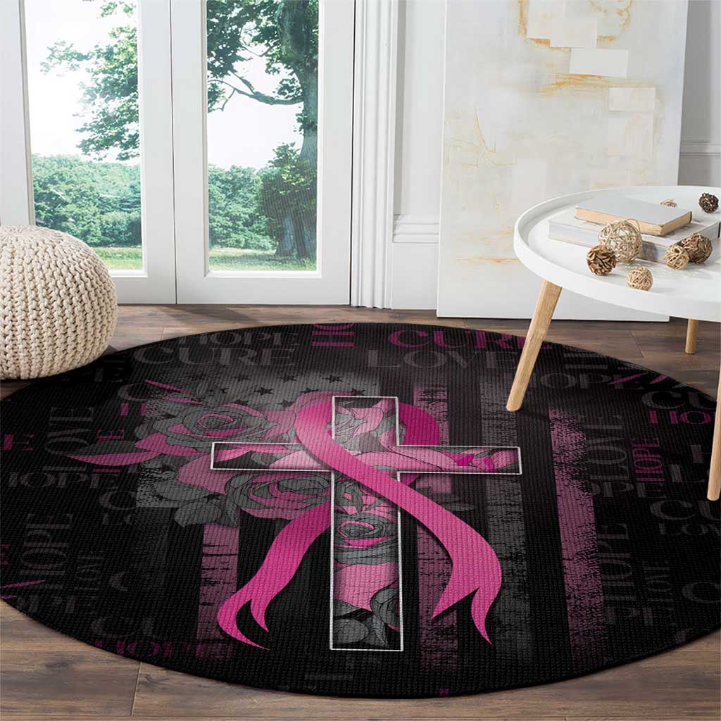 American Breast Cancer Round Carpet Hope And Cure Cross - Wonder Print Shop