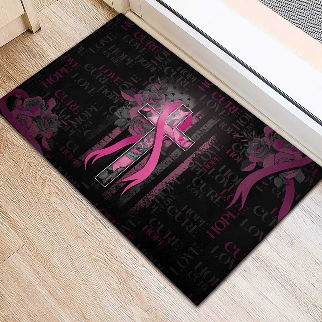 American Breast Cancer Rubber Doormat Hope And Cure Cross - Wonder Print Shop