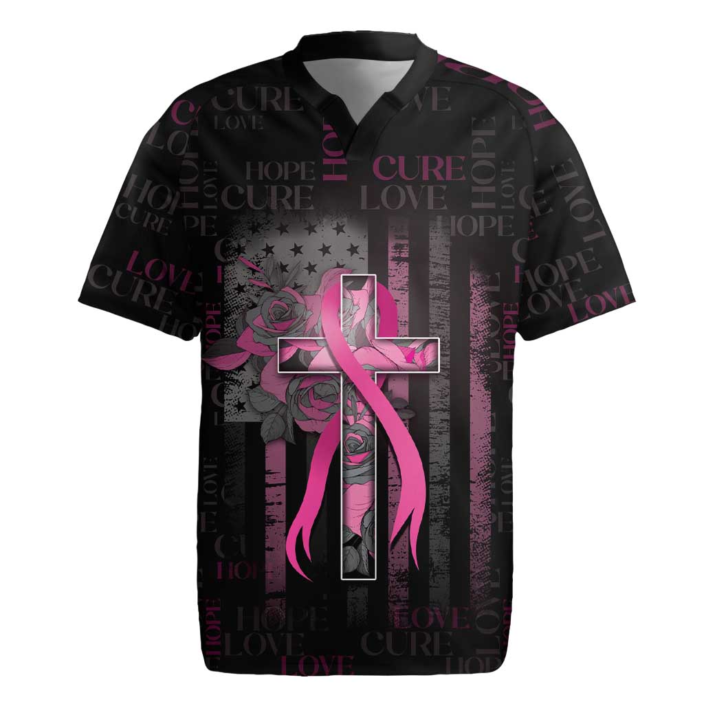 Personalized American Breast Cancer Rugby Jersey Hope And Cure Cross - Wonder Print Shop