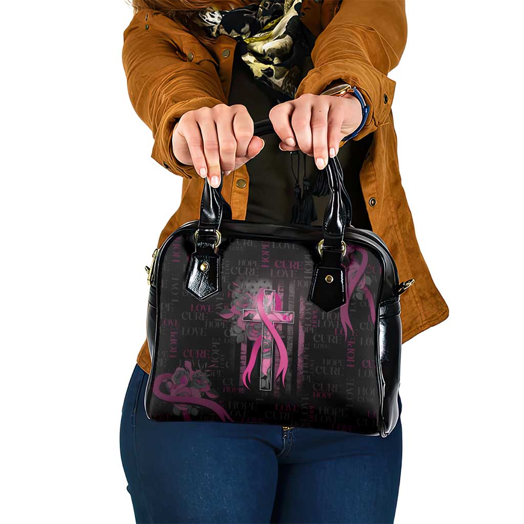 American Breast Cancer Shoulder Handbag Hope And Cure Cross - Wonder Print Shop