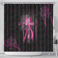 American Breast Cancer Shower Curtain Hope And Cure Cross - Wonder Print Shop