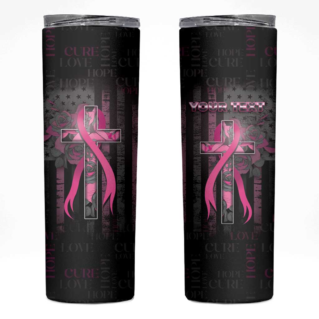 Personalized American Breast Cancer Skinny Tumbler Hope And Cure Cross - Wonder Print Shop