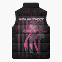 Personalized American Breast Cancer Sleeveless Puffer Jacket Hope And Cure Cross - Wonder Print Shop