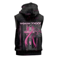 Personalized American Breast Cancer Sleeveless Zip Hoodie Hope And Cure Cross - Wonder Print Shop