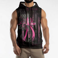 Personalized American Breast Cancer Sleeveless Zip Hoodie Hope And Cure Cross - Wonder Print Shop