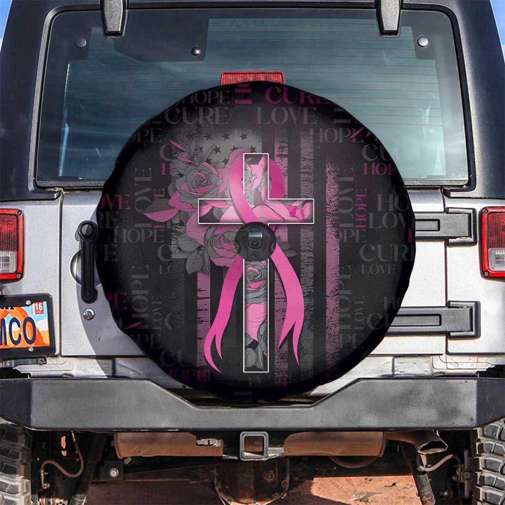 American Breast Cancer Spare Tire Cover Hope And Cure Cross - Wonder Print Shop