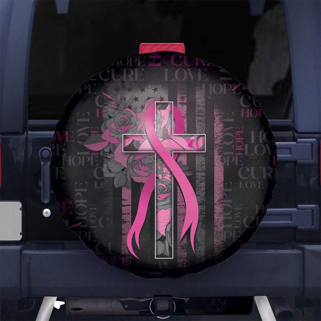 American Breast Cancer Spare Tire Cover Hope And Cure Cross - Wonder Print Shop
