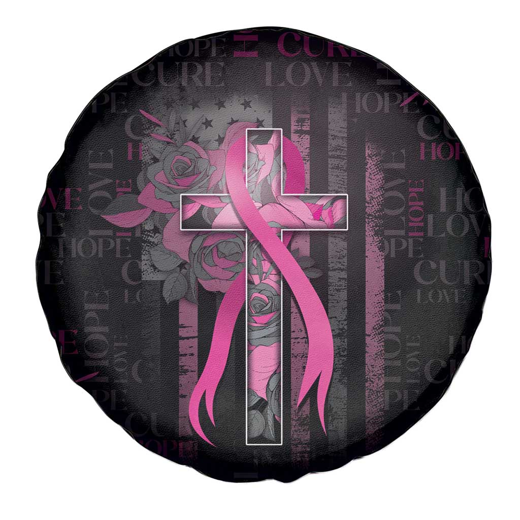 American Breast Cancer Spare Tire Cover Hope And Cure Cross - Wonder Print Shop