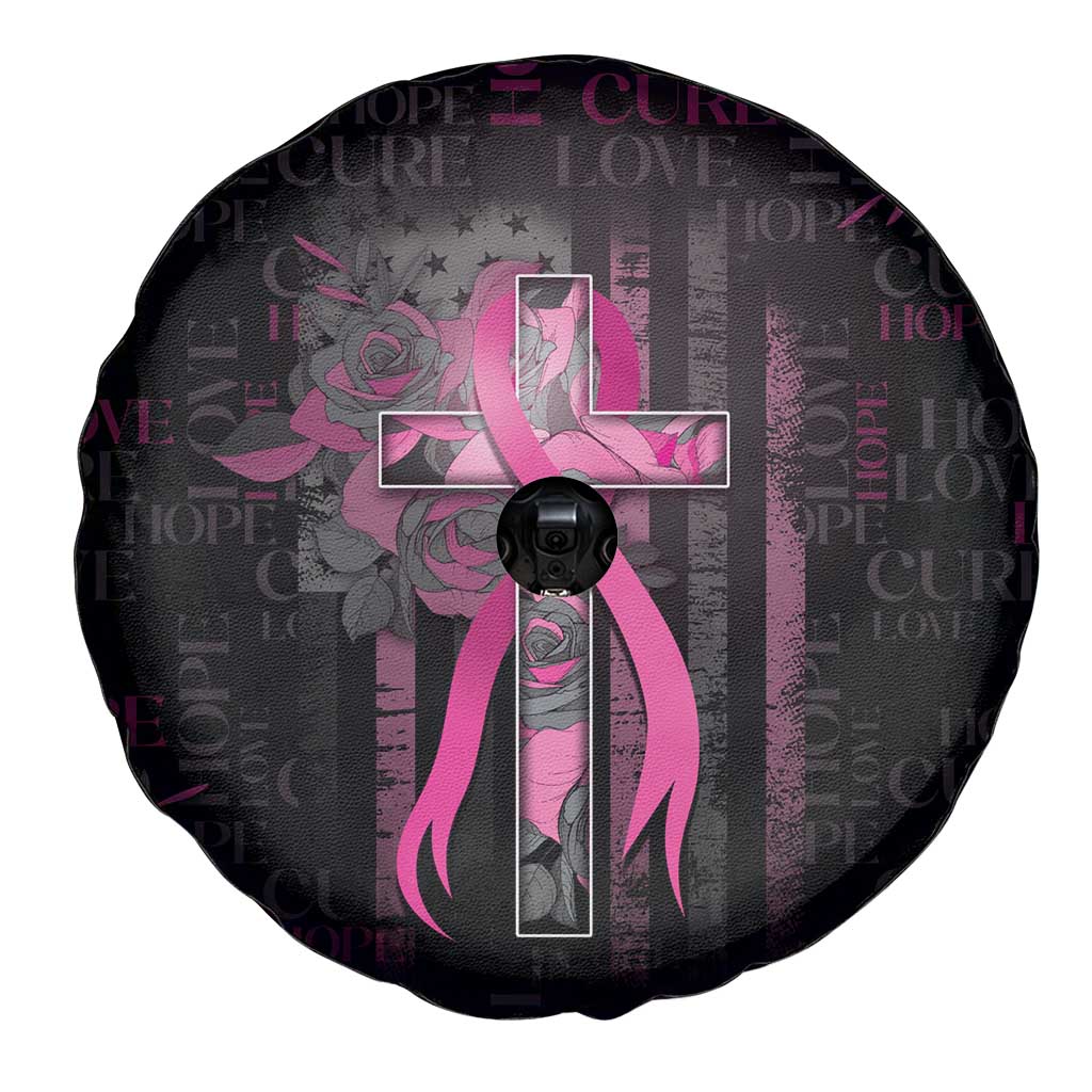 American Breast Cancer Spare Tire Cover Hope And Cure Cross - Wonder Print Shop